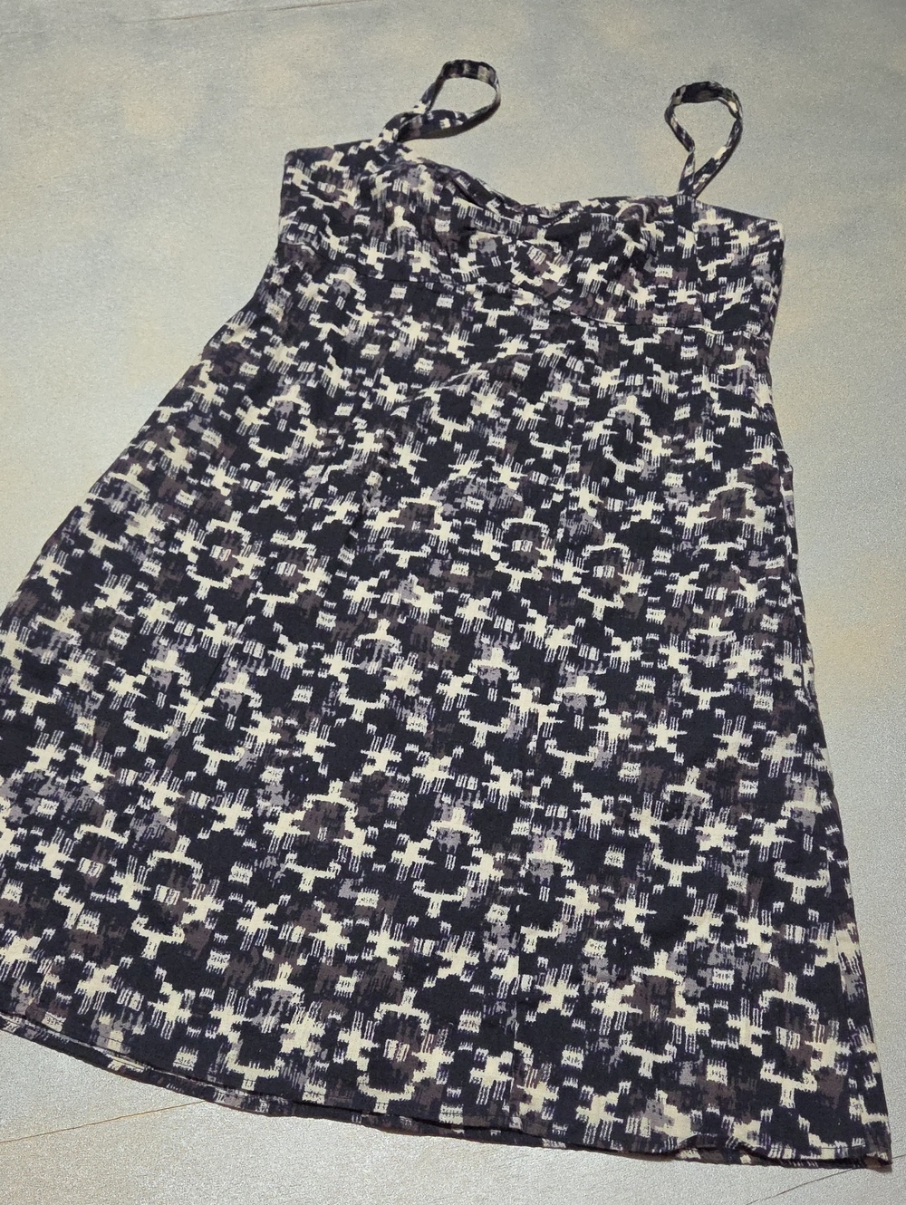 Black and White Patterned Mini Dress with Spaghetti Straps 100 % Cotton
